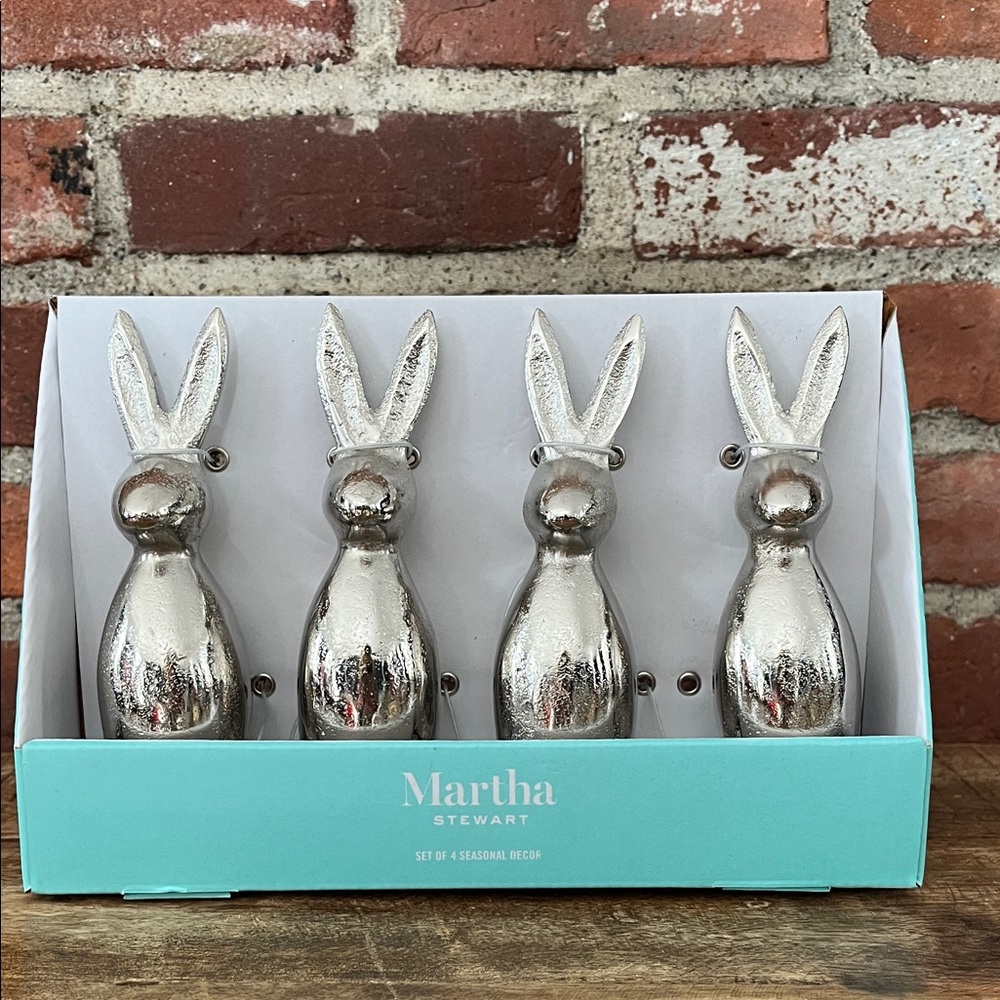 Martha Stewart Shiny Silver bunny set